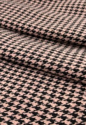 Tkanina Tweed pepitka brudny róż drobna