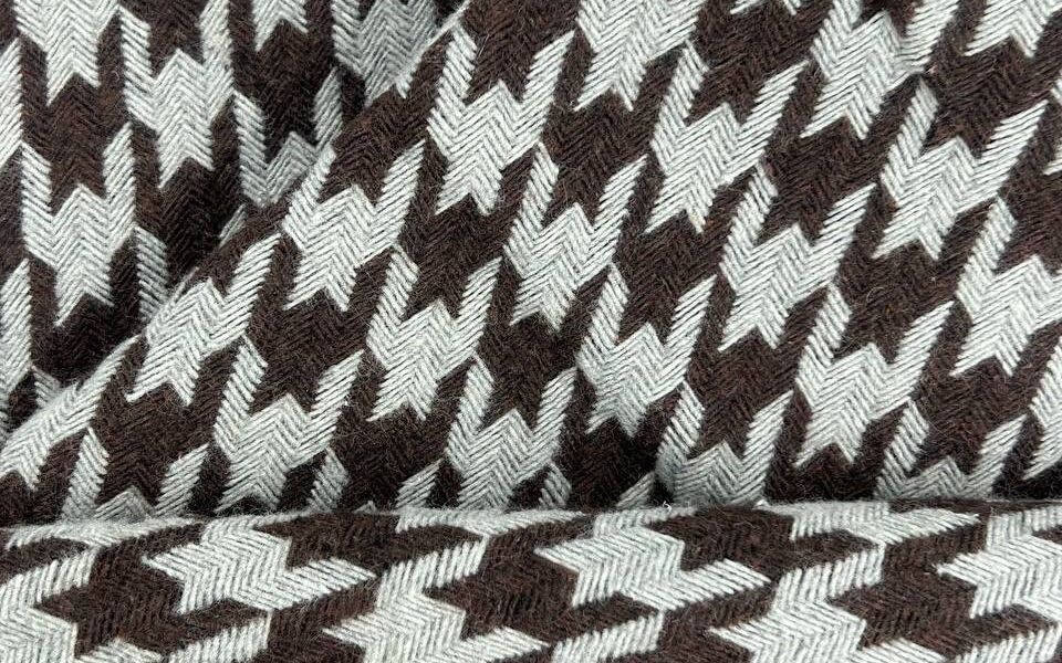 Tkanina Tweed pepitka szaro-brązowa duża
