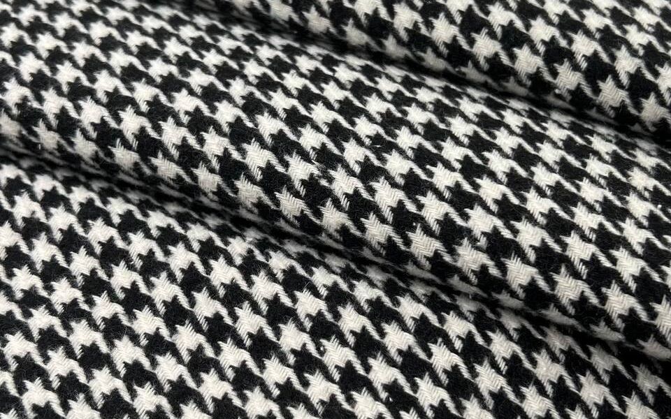 Tkanina Tweed pepitka czarno-biała drobna