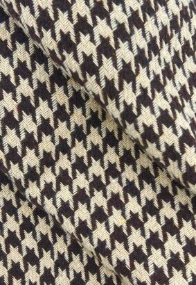 Tkanina Tweed pepitka brązowo-beżowa
