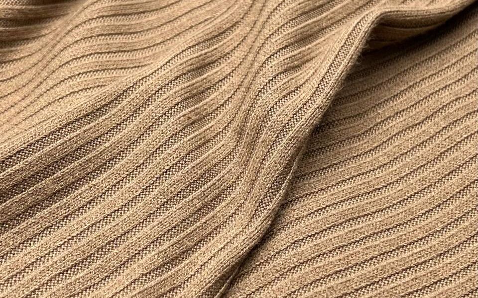 Dzianina Angora prążkowana khaki