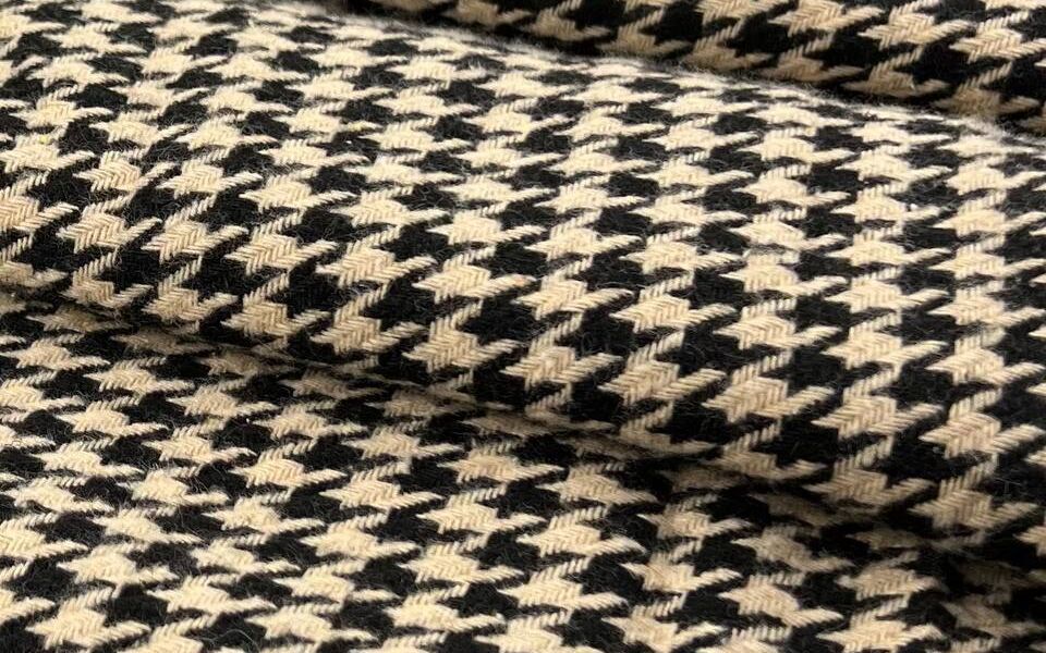 Tkanina Tweed pepitka czarno-beżowa drobna